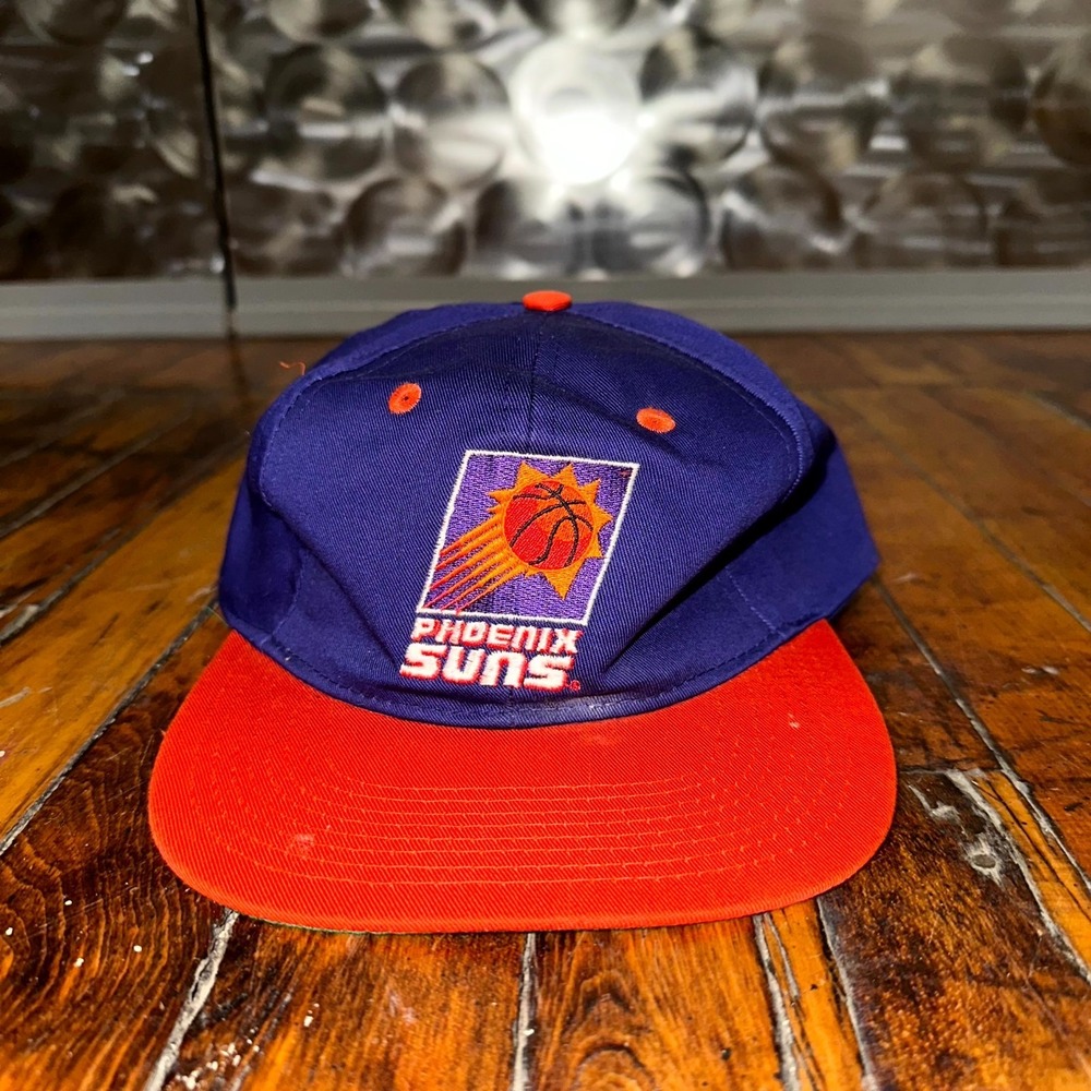 Vintage 90s Phoenix Suns NBA Basketball Snapback Hat‎ Purple Orange Sunburst Cap